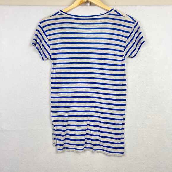 Lot Of 2 MADEWELL Women's V Neck Cotton Tee Shirts Blue Striped & Solid Gray - Picture 5 of 10